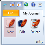 Click at the New Entry button to write a new journal entry